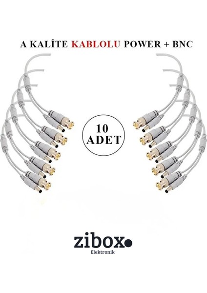 10 Adet Bnc Dc Jack 30CM Kablolu - Güvenlik Kamerası Sistemleri