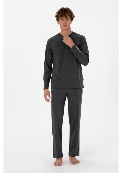 Erkek Antrasit Melanj Pijama Takım 50318601-VR081