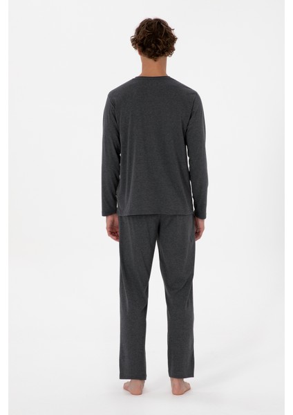 Erkek Antrasit Melanj Pijama Takım 50318601-VR081 indirimleri