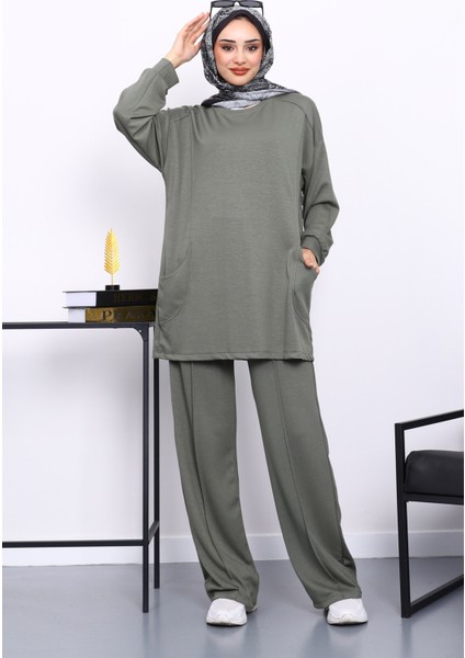 Haki Yan Cepli Omuz Parçalı Alt Çımalı Modal Takım fiyatları