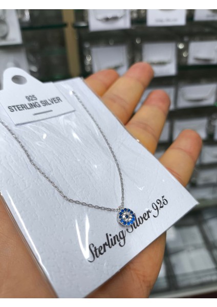 Nazar Boncuklu Gümüş Kolye