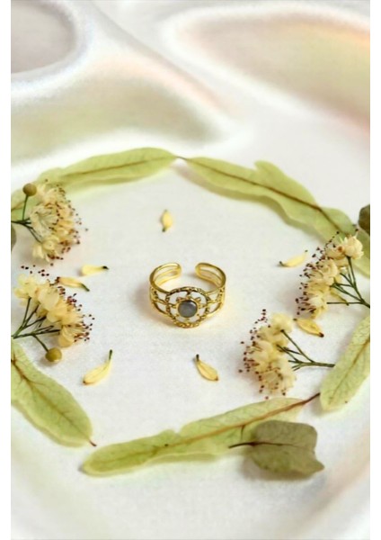 Gold Renkli Ayarlanabilir Taşlı Çelik Yüzük fiyatları