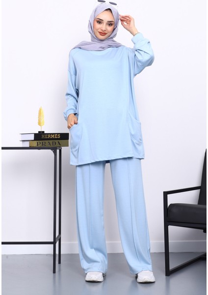 Bebe Mavi Yan Cepli Omuz Parçalı Alt Çımalı Modal Takım fiyatları