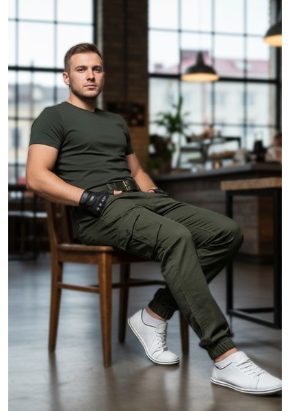 Kışlık Regular Gabardin Haki Kargo - Likralı, Paçası Lastikli fırsatları