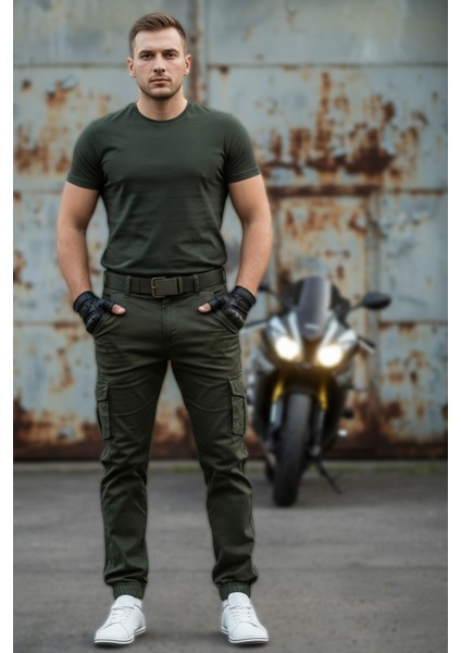 Kışlık Regular Gabardin Haki Kargo - Likralı, Paçası Lastikli indirimleri