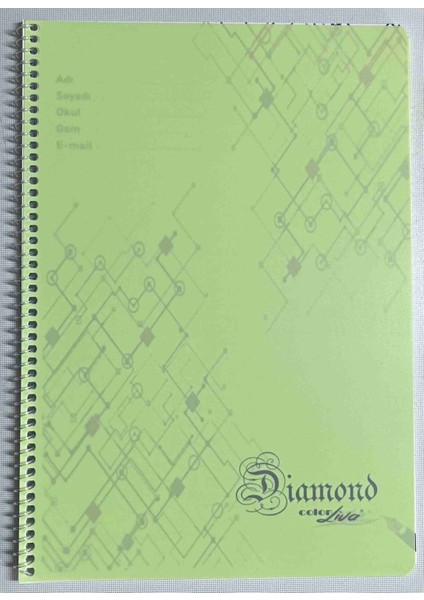 A4 40 Yaprak Çizgili Pp Kapak Spiralli Defter Yeşil