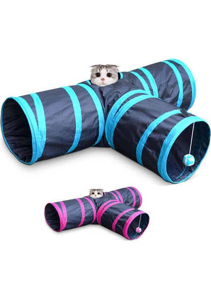 Techmrt Kedi Oyun Tüneli Toplu 3 Yönlü 80 x 50 x 25 cm