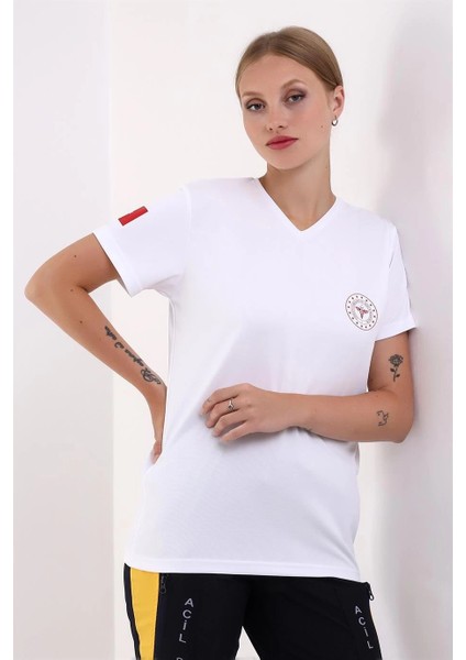 Paramedik Dry Touch Unisex Kısa Kol Tshirt - Beyaz modelleri