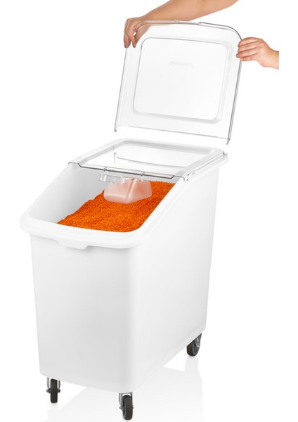Tekerlekli Gıda Saklama Arabası – Şeffaf Kapaklı Un ve Bakliyat Kabı (Ingredient Bin) - Erzak Arabası (102 Lt, 82 Lt, 62 Lt) fiyatları