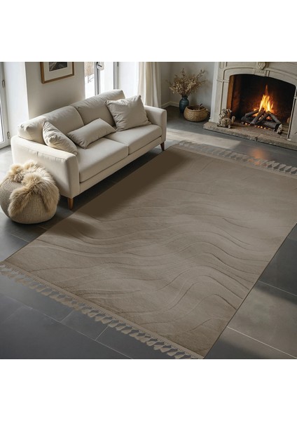 Alaçatı Püsküllü Parça Halı 150X230 Lorey K.bej