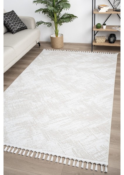 Brendon Koleksiyonu mt Ponpon Saçaklı Premium Kalite Oturma Odası, Mutfak, Antre, Koridor Halısı Gri