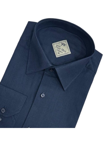 Klasik %100 Cotton Uzun Kollu Terletmeyen Kışlık Flanel Kumaş Lacivert Gömlek (Regular Kalıp) fiyatları