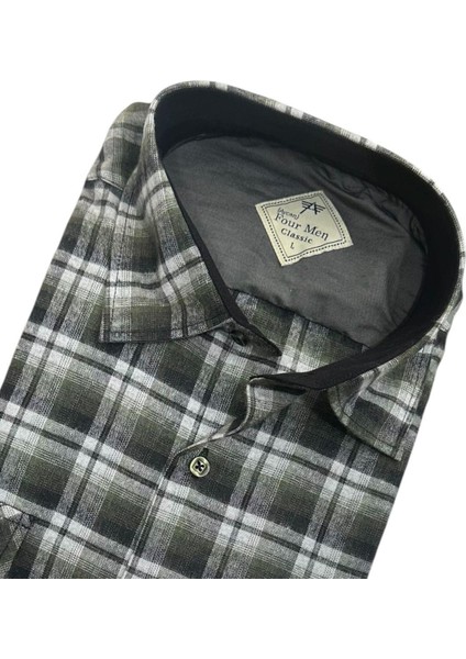 Klasik %100 Cotton Uzun Kollu Terletmeyen Kışlık Flanel Kumaş Çok Renk Gömlek (Regular Kalıp) fiyatları