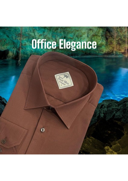 Klasik %100 Cotton Uzun Kollu Terletmeyen Kışlık Flanel Kumaş Kahverengi Gömlek (Regular Kalıp)