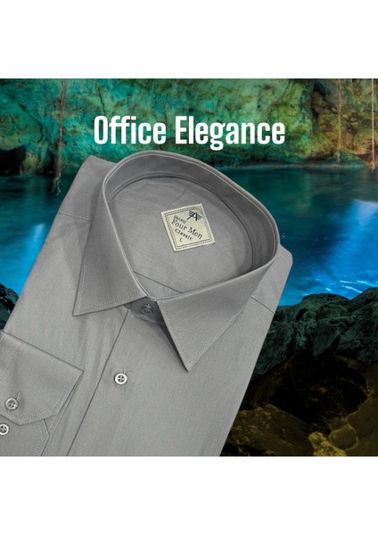 Klasik %100 Cotton Uzun Kollu Terletmeyen Kışlık Flanel Kumaş Gri Gömlek (Regular Kalıp)