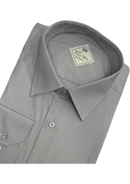 Klasik %100 Cotton Uzun Kollu Terletmeyen Kışlık Flanel Kumaş Gri Gömlek (Regular Kalıp) modelleri