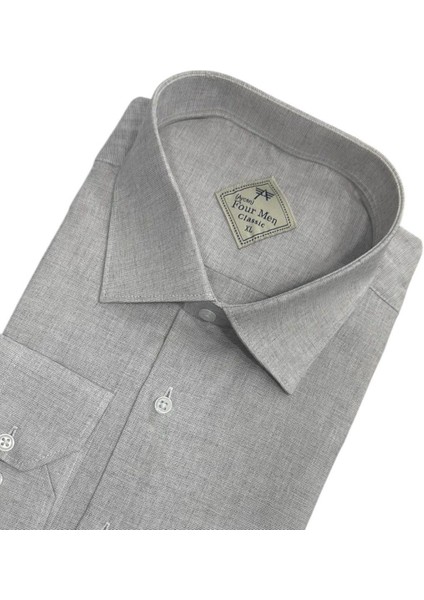 Klasik %100 Cotton Uzun Kollu Terletmeyen Kışlık Flanel Kumaş Gri Gömlek (Regular Kalıp) fiyatları