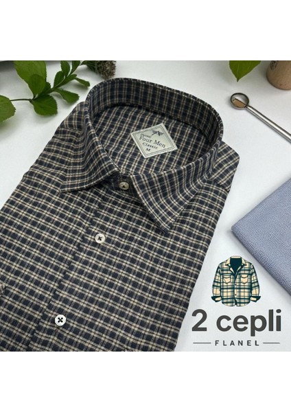 Iki Cepli Kapaklı Klasik %100 Cotton Uzun Kollu Terletmeyen Kışlık Flanel Kumaş Camel Gömlek (Regular Kalıp)