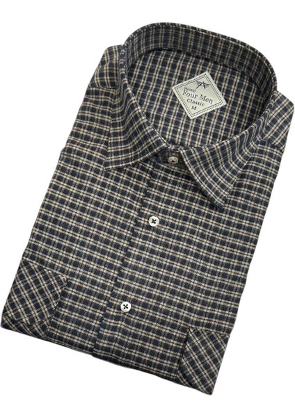 Iki Cepli Kapaklı Klasik %100 Cotton Uzun Kollu Terletmeyen Kışlık Flanel Kumaş Camel Gömlek (Regular Kalıp) fiyatları