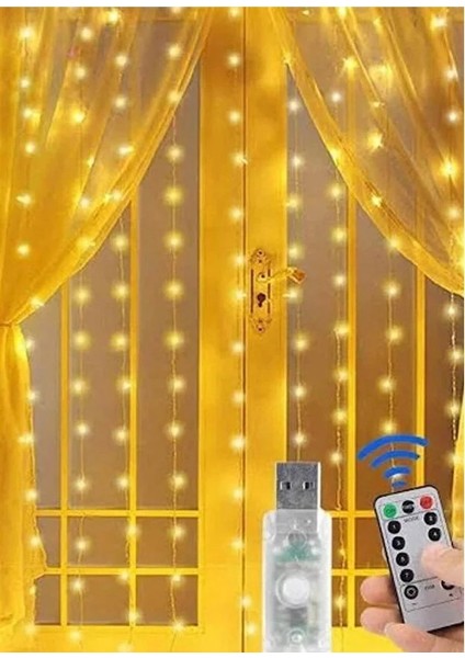 Kumandalı 8 Ayrı Moda Sahip 3MX3M ( 300 cm x 300CM ) Perde LED Peri LED USB modelleri