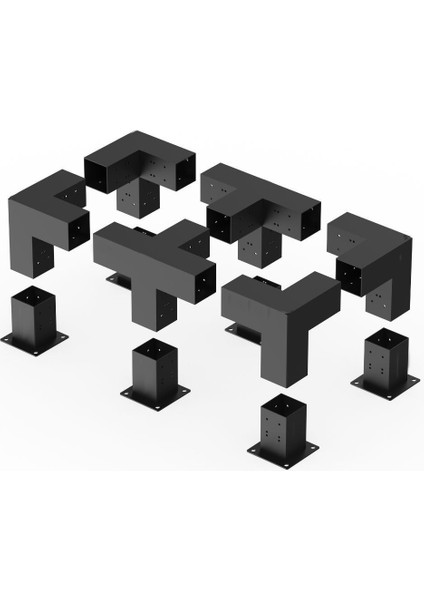 Pergola Çardak Sundurma Garaj Kışbahçesi Icin Metal 90X90X2.5MM _12 Parca Montaj Seti