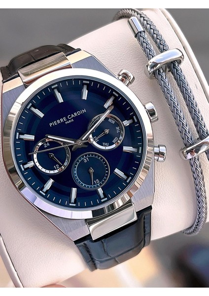 Italyan Tasarım Bileklik Hediyeli Çelik Kasa Deri Kordon 3 Atm Erkek Kol Saati 0009.1