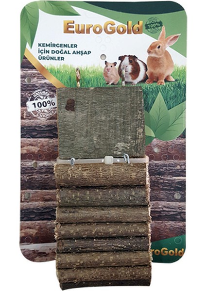 Techmrt Eurogold Doğal Ahşap Kemirgen Merdiveni Tek Platformlu 7X30CM
