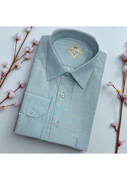 Klasik %100 Cotton Uzun Kollu Terletmeyen Kışlık Flanel Kumaş Haki Gömlek (Regular Kalıp)