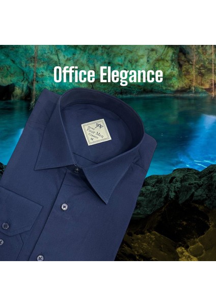 Klasik %100 Cotton Uzun Kollu Terletmeyen Kışlık Flanel Kumaş Lacivert Gömlek (Regular Kalıp)