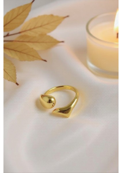 Gold Renkli Bold Ayarlanabilir Çelik Yüzük