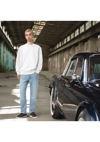 Unisex Şardonlu Relaxed Fit Oversize Sweatshirt Beyaz modelleri