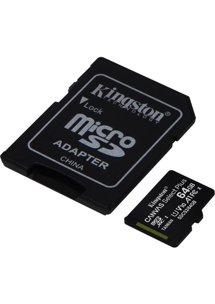 Kıngston SDCS2/64GB, Canvas, CL10, 100MB/S, Microsd Kart Bellek (Sd Adaptörlü) fiyatları