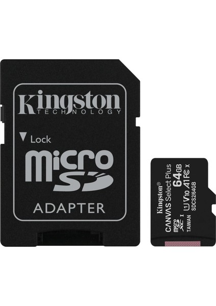 Kıngston SDCS2/64GB, Canvas, CL10, 100MB/S, Microsd Kart Bellek (Sd Adaptörlü) modelleri