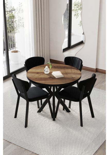 Elma Mutfak Masası Takımı Yuvarlak 4 Kişilik Mutfak Yemek Masa Takımı fiyatları