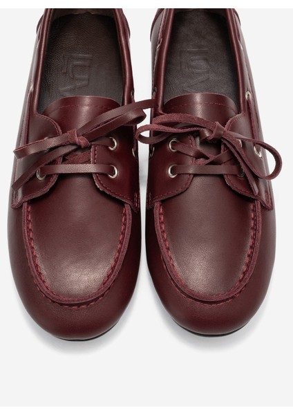 Serelıs Bordo Cilt Hakiki Deri Bağcıklı Kadın Loafer Ayakkabı fiyatları