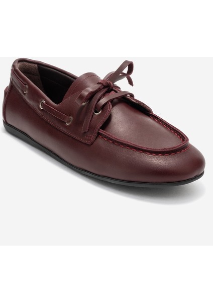Serelıs Bordo Cilt Hakiki Deri Bağcıklı Kadın Loafer Ayakkabı modelleri