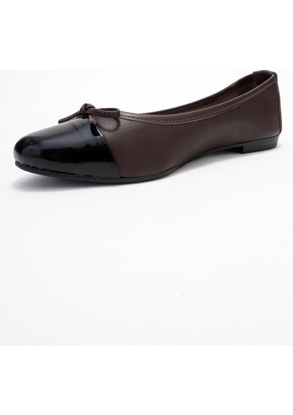 Jens Kahverengi-Siyah Rugan Hakiki Deri Fiyonklu Kadın Babet Ayakkabı fırsatları