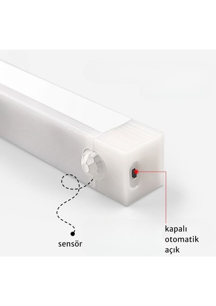 50 cm Beyaz Işık Sensörlü LED Lamba – Şarjlı, Dolap ve Koridor Kullanımı modelleri