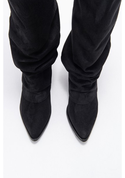 Elarıs Siyah Süet Körüklü Kadın Kalın Topuklu Çizme fiyatları