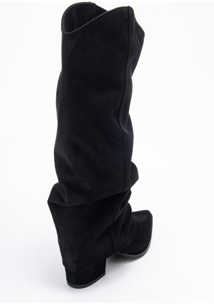 Elarıs Siyah Süet Körüklü Kadın Kalın Topuklu Çizme indirimleri