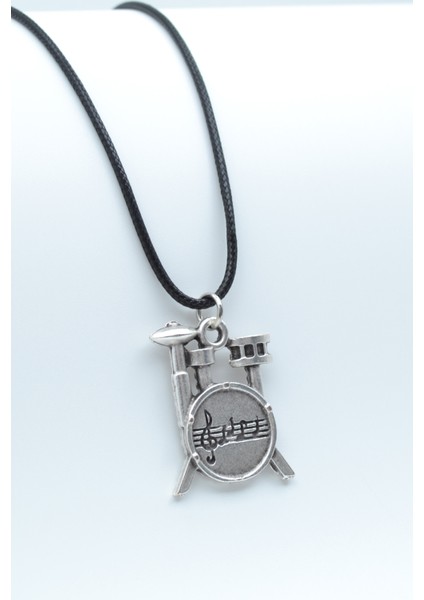 Bateri Gümüş Kaplama Deri İp Kolye