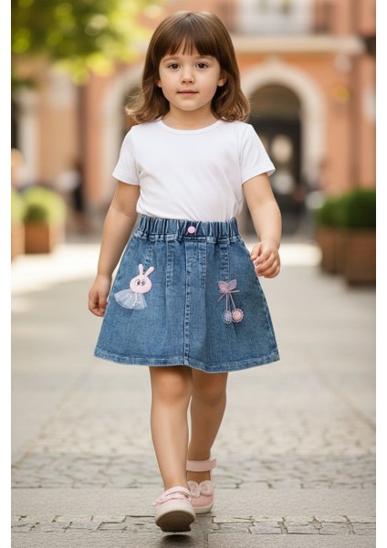 Çocuk Etek Kot Denim Jeans Etek