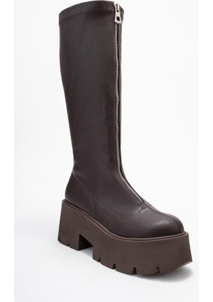 Amaronte Kahverengi Streç Kalın Taban Kadın Çizme modelleri