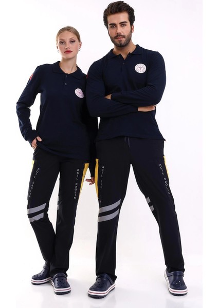 112 Acil Sağlık Yakalı Tshirt Uzun Kol Baskılı - Lacivert fiyatları