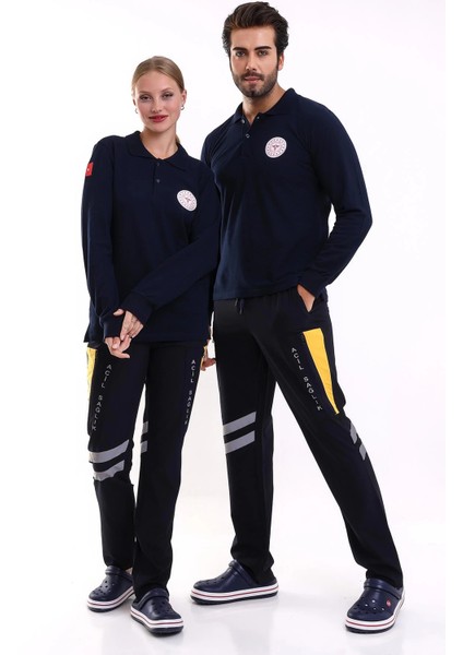 112 Acil Sağlık Yakalı Tshirt Uzun Kol Baskılı - Lacivert fırsatları