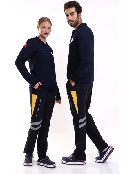 112 Acil Sağlık Yakalı Tshirt Uzun Kol Baskılı - Lacivert indirimleri