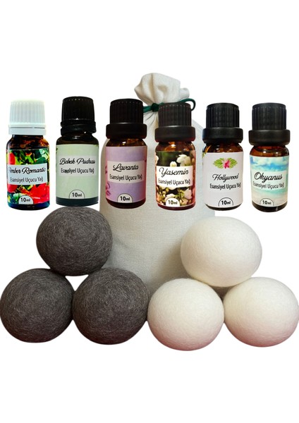 6 Adet Xxl Koyu Renkli/normal Çamaşırlar Için - Yün Kurutma Topu-6 Adet Koku - Kurutma Makinesi Için