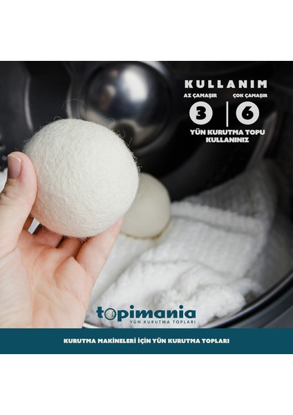 6 Adet Xxl Koyu Renkli/normal Çamaşırlar Için - Yün Kurutma Topu-6 Adet Koku - Kurutma Makinesi Için