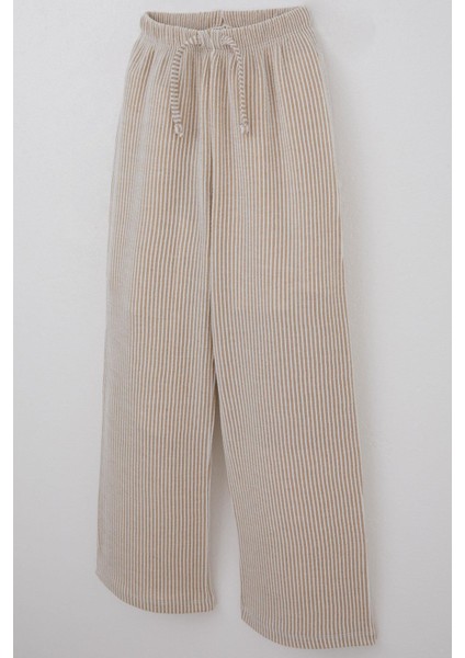 Kız Çocuk Pantolon Çizgili Bağcık Aksesuarlı Beli Lastik Detaylı 8-14 Yaş, Karışık Renk modelleri