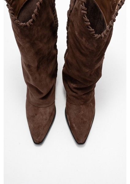 Tyler Kahverengi Süet Hakiki Deri Dikişli Kadın Western Çizme fiyatları